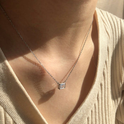 Delicate Silver Chain with Single Step Cut Stone

