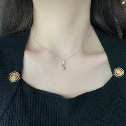 Delicate Silver Chain with Pave CZ Padlock and Colored Stone

