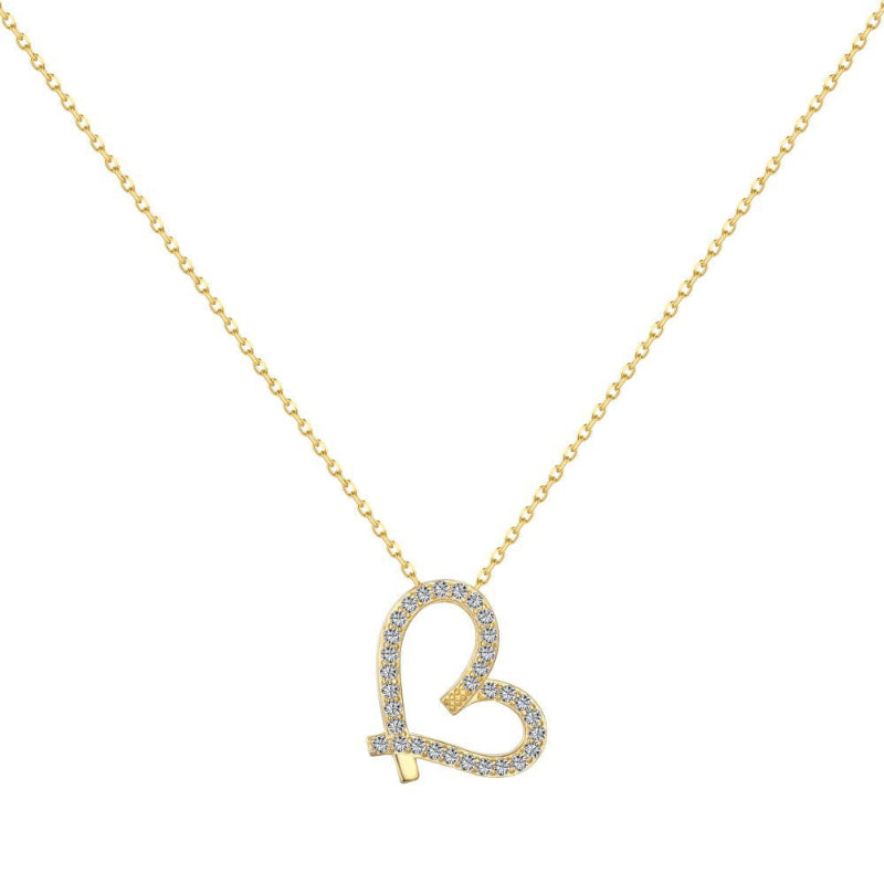 Delicate Silver Chain with Shimmering Curved Heart

