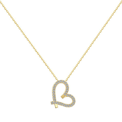Delicate Silver Chain with Shimmering Curved Heart


