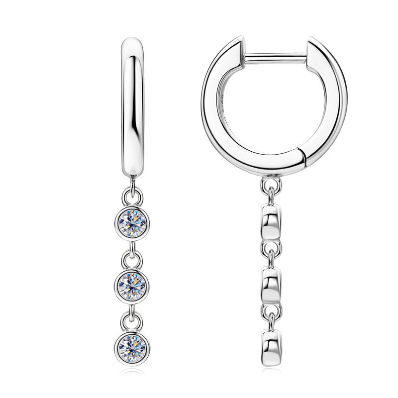 Chic Moissanite Chain Drop Hoop Earrings

