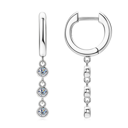 Chic Moissanite Chain Drop Hoop Earrings


