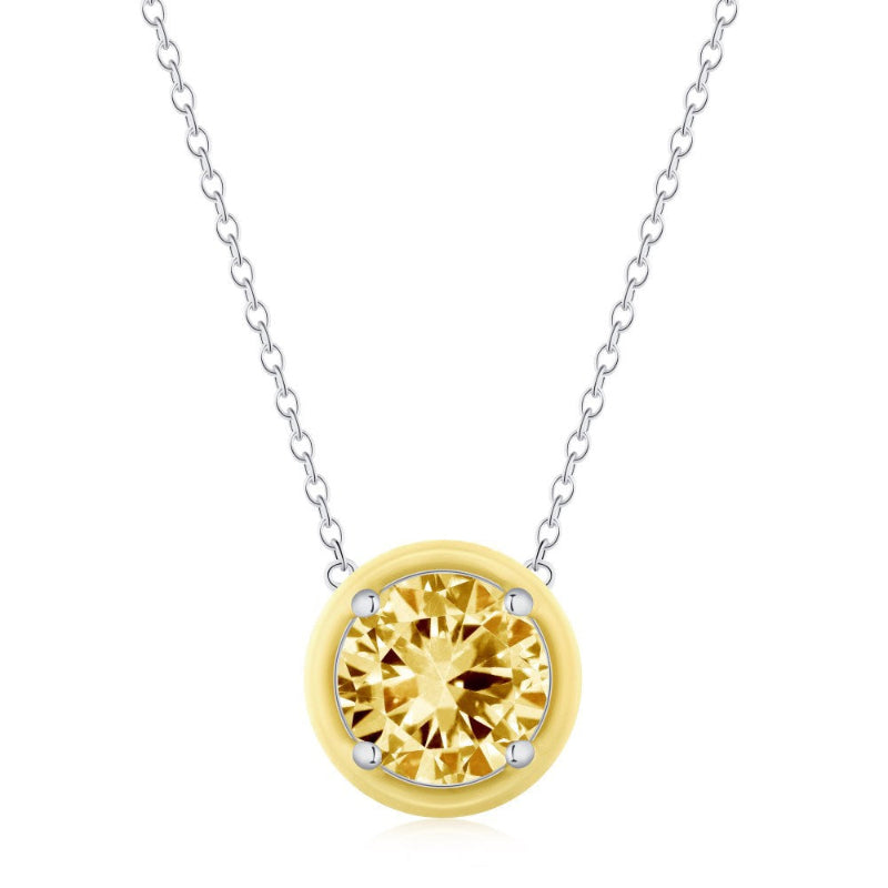 Eye-Catching Crystal Solitaire with Yellow Enamel

