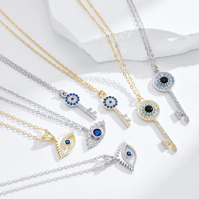 Silver Evil Eye with Pave Eyelashes

