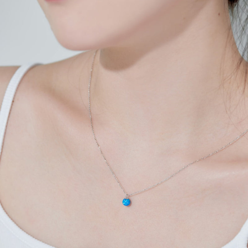 Modern Minimalist Opal Chain Necklace