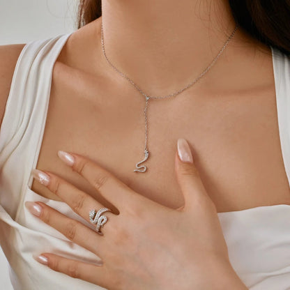 Eye-Catching Snake Pendant Long Necklace