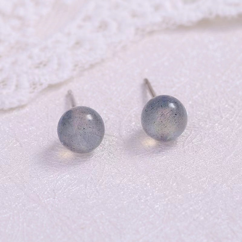 moonstone stud earrings silver