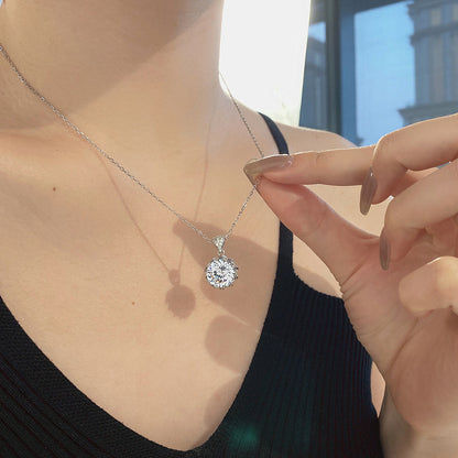 Minimalist Sunflower Silver Pendant