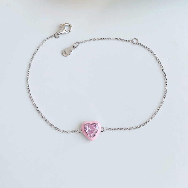 Silver Chain Heart Charm Bracelet

