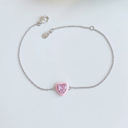 Silver Chain Heart Charm Bracelet

