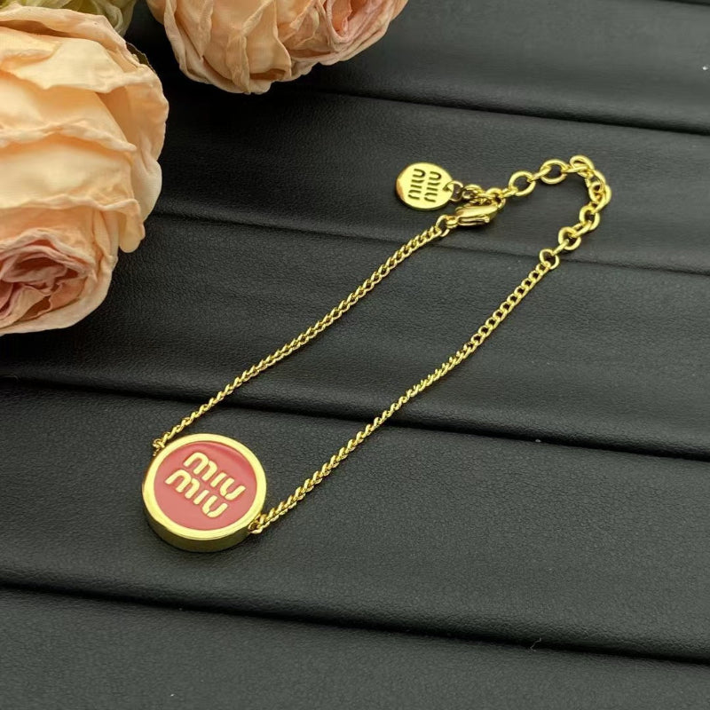 Miu Miu Red Enamel Disc Bracelet

