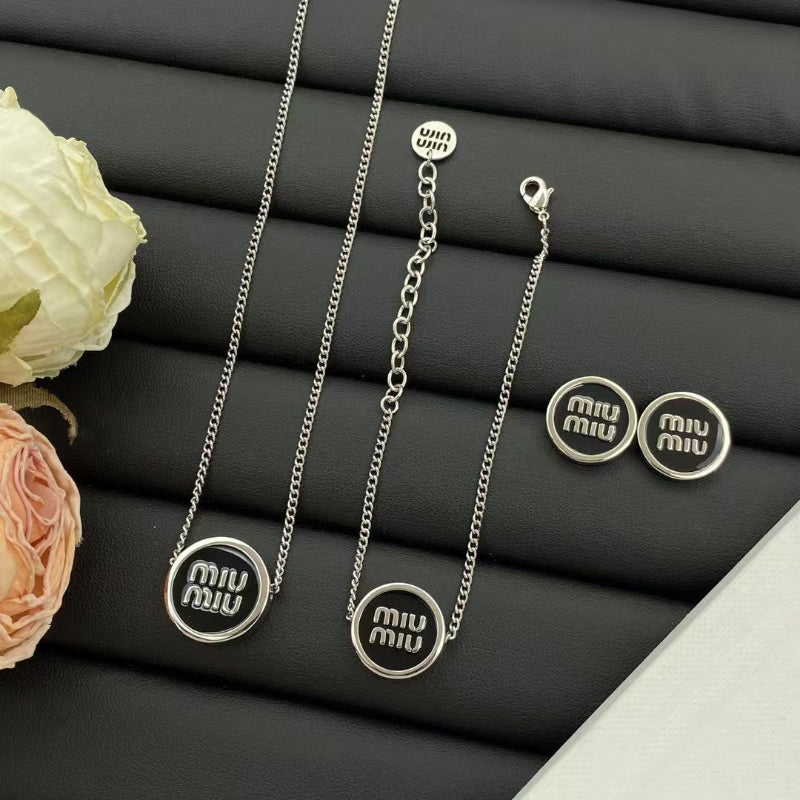 Miu Miu Branded Silver Chain Jewelry Set


