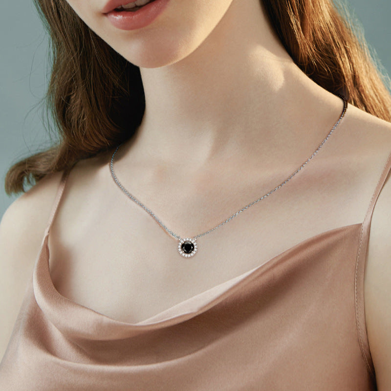 Subtle Black Moissanite with White Sparkle Necklace

