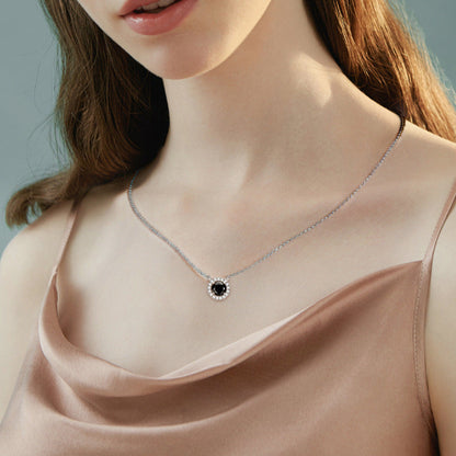 Subtle Black Moissanite with White Sparkle Necklace

