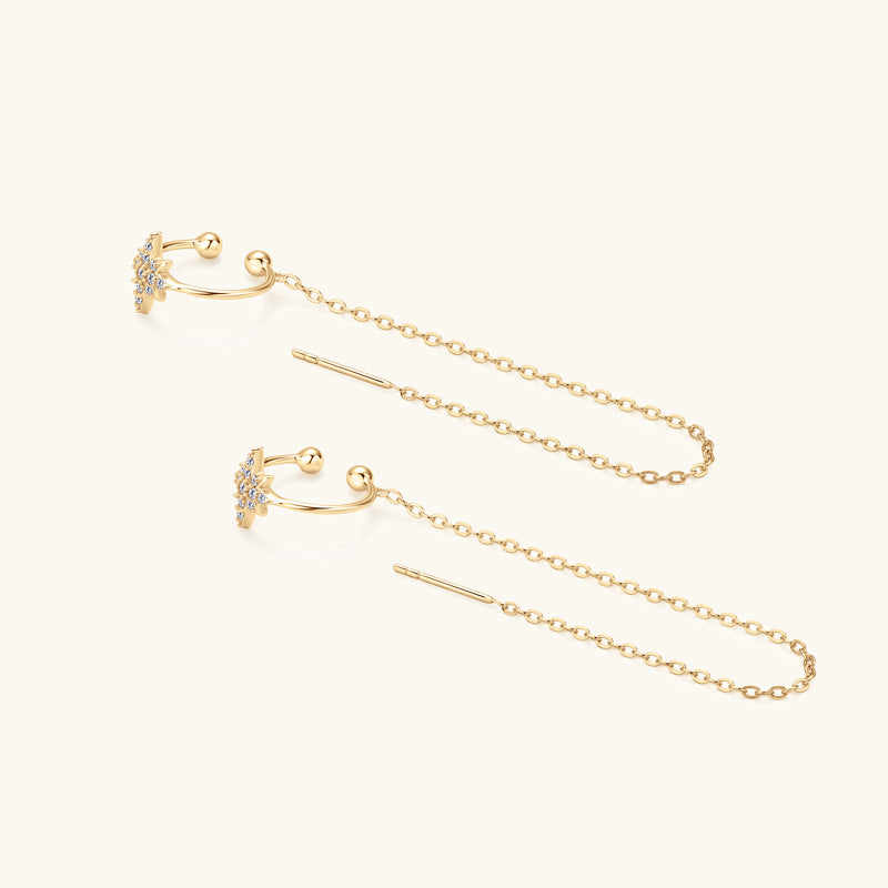 Delicate Silver Chain Dangle Cuffs