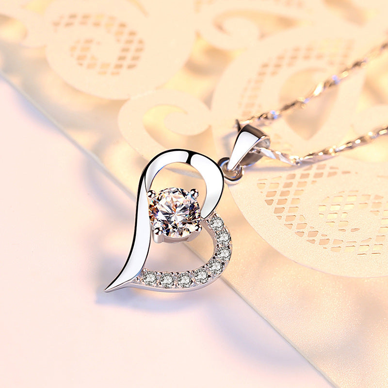 Shine Bright Silver Heart with Pave CZ Necklace