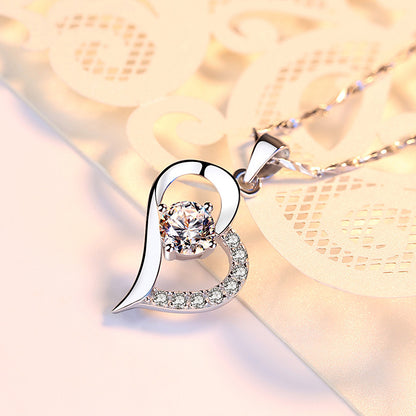 Shine Bright Silver Heart with Pave CZ Necklace