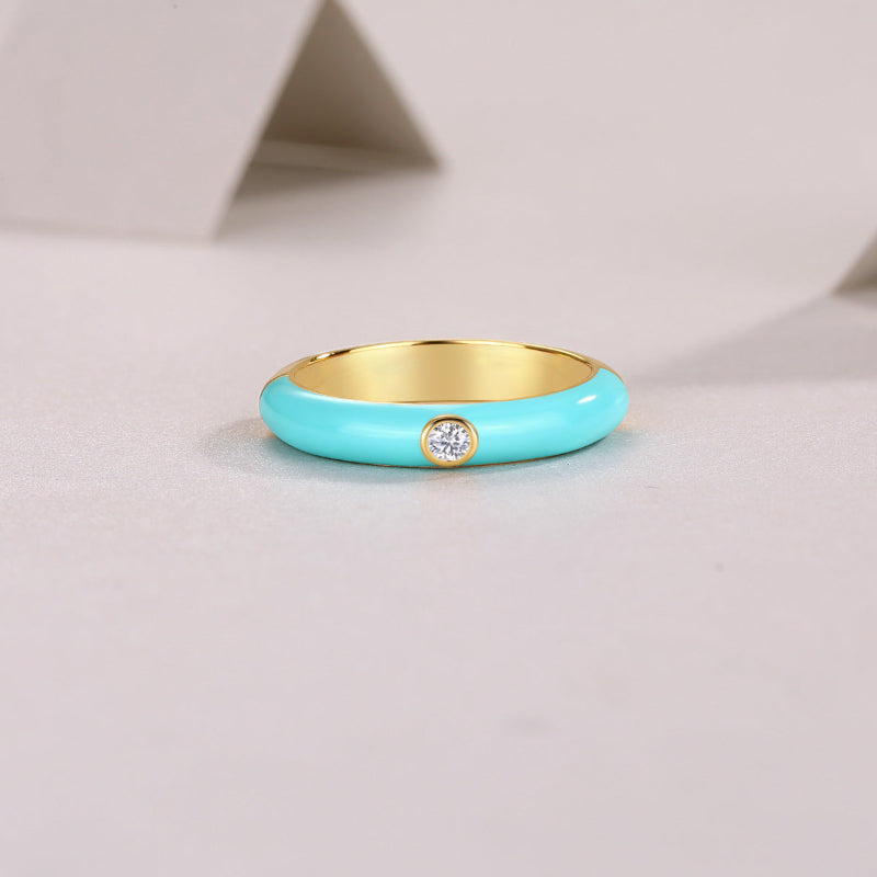Sleek Turquoise Moissanite Promise Ring

