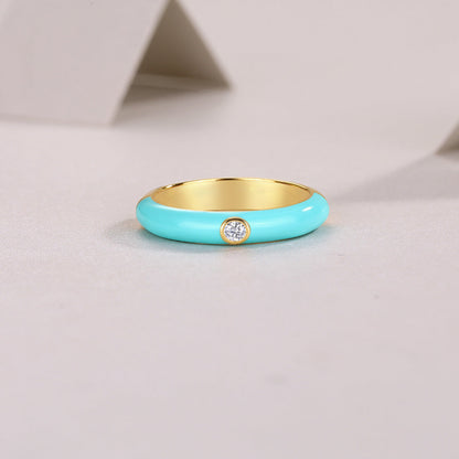 Sleek Turquoise Moissanite Promise Ring

