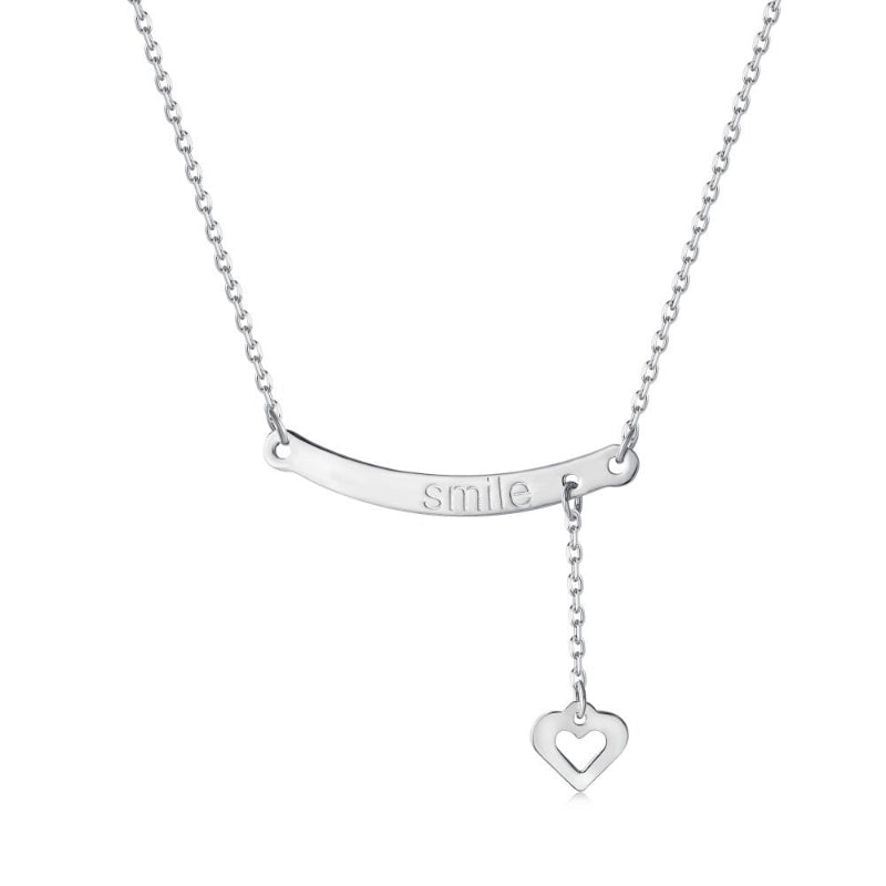 Elegant Silver Heart & Bar Necklace

