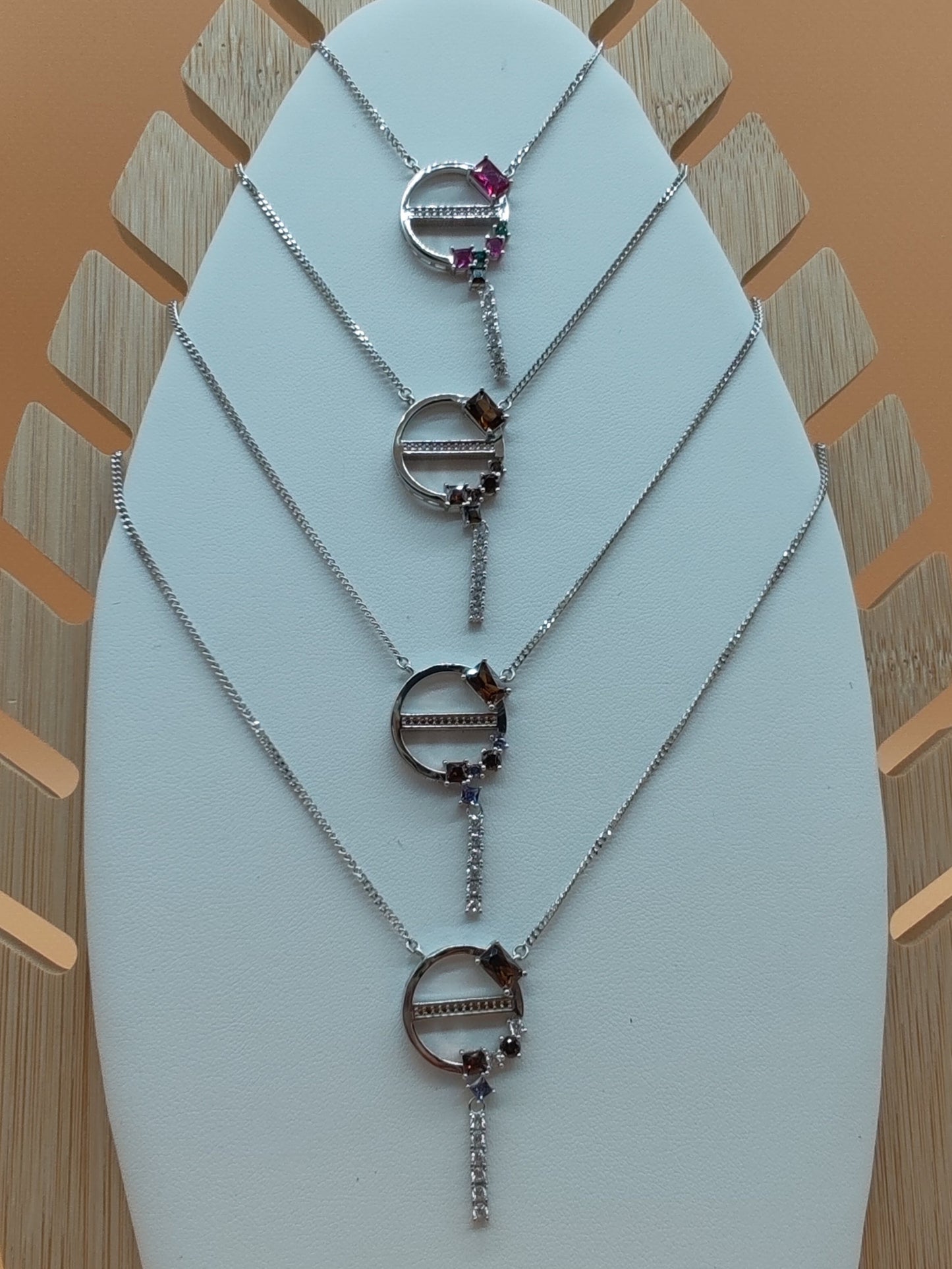 Colorful Stone Bar Drop Necklace

