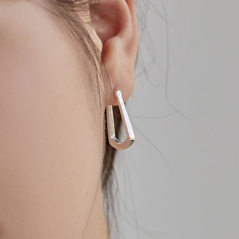 Matte Silver Link Earrings

