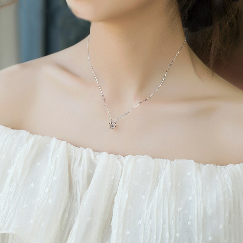 Rhombus Cage with Stone Necklace (if viewing it as a tilted cube/rhombus)

