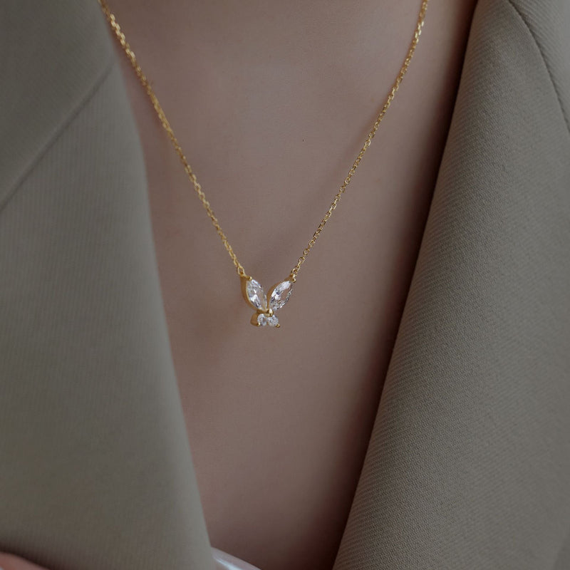 Delicate Gold & Crystal Butterfly


