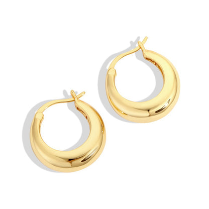 Simple Gold Puffed Hoops

