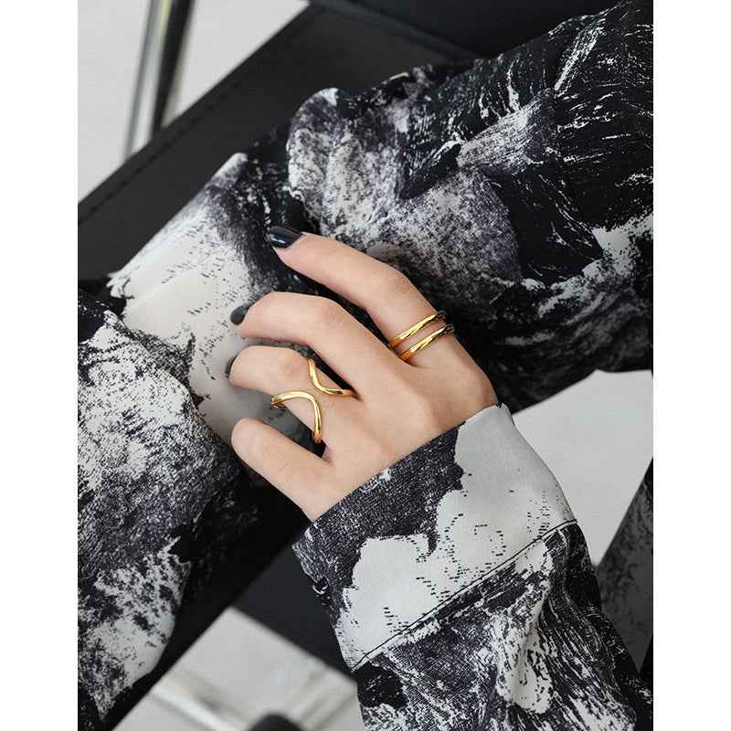 925 sterling silver Double Band Open Ring