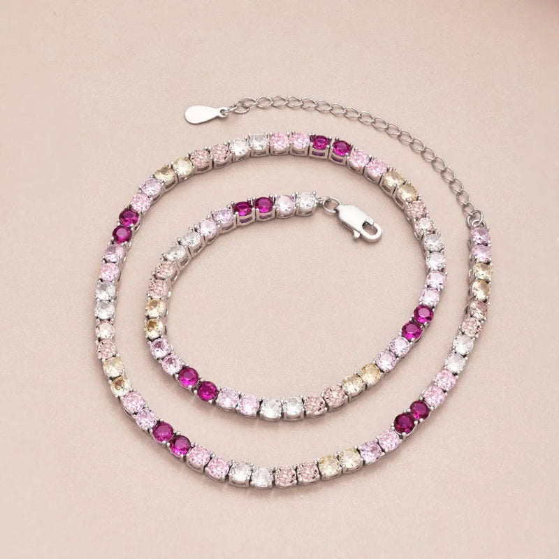 Stunning Colorful Zirconia Tennis Necklace