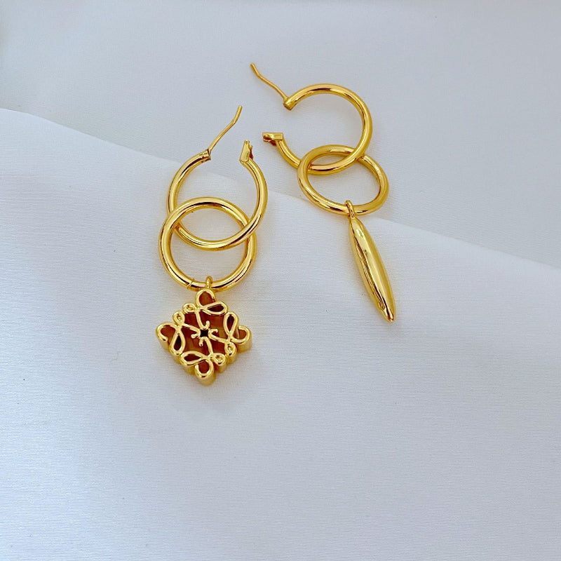 High-End Loewe Gold Asymmetric Earrings

