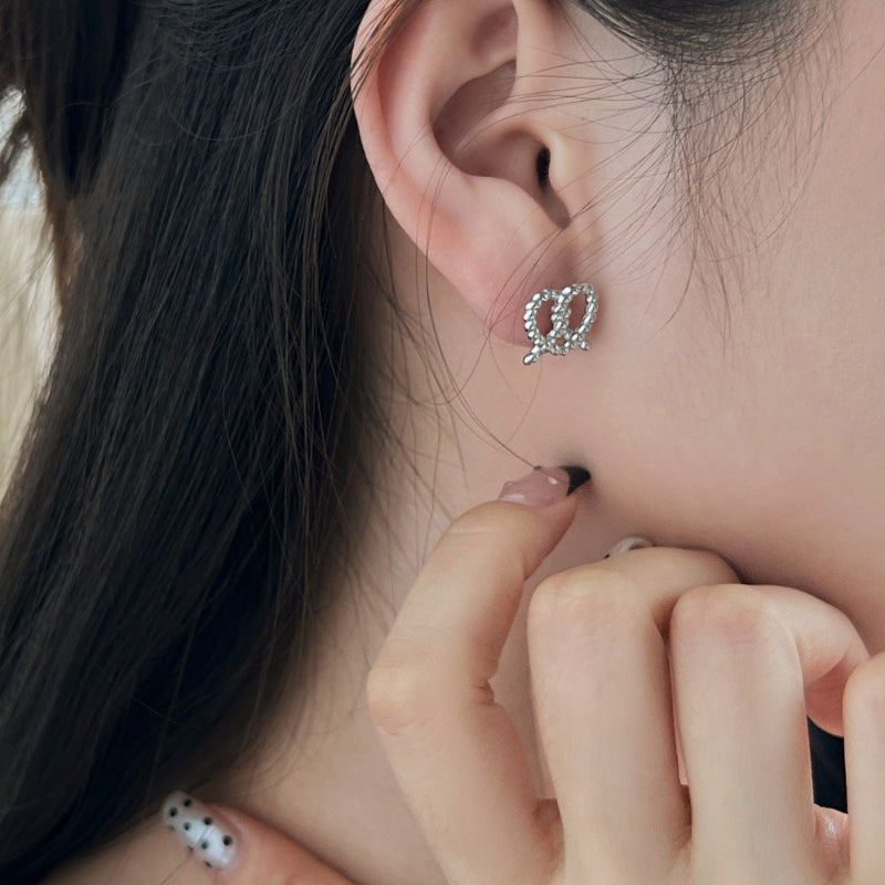 Textured Infinity Heart Studs

