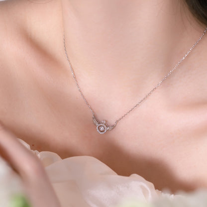 Optimistic Opportune Diamond Heart Wing Necklace
