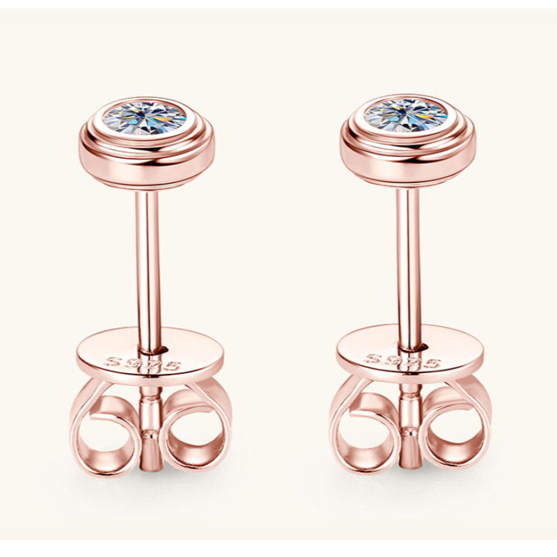 D-VVS1 Moissanite Dainty Gold Studs 
