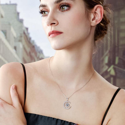 Subtle Sparkle Moon & Moissanite Accent Necklace

