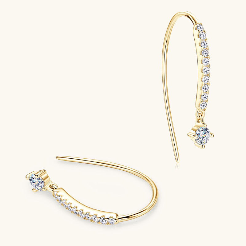 Graceful Moissanite Line & Solitaire Earrings