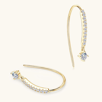 Graceful Moissanite Line & Solitaire Earrings