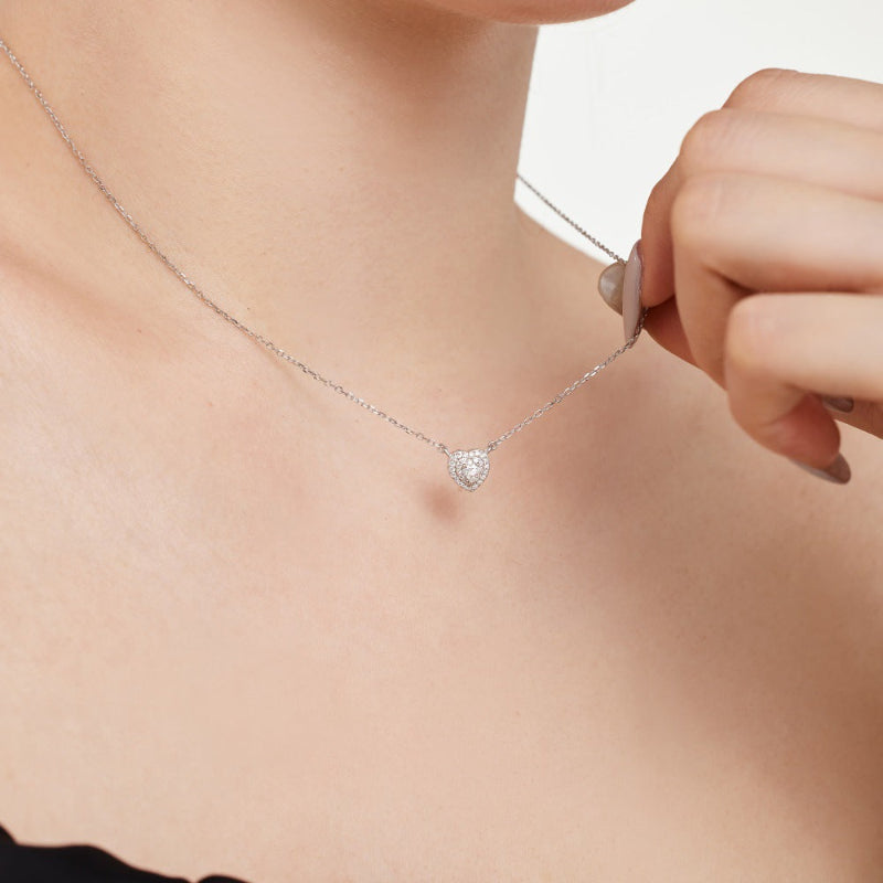 Chic Silver Romantic Heart with Dual CZ Halos

