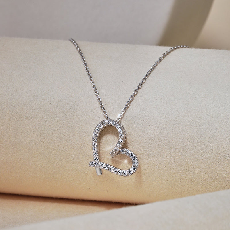 Chic Silver Contemporary Heart Necklace

