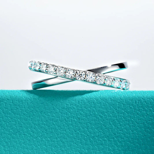 Sterling Silver 2mm Moissanite Bypass Ring


