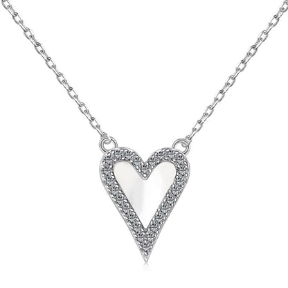 Minimalist White Inlay Heart Necklace

