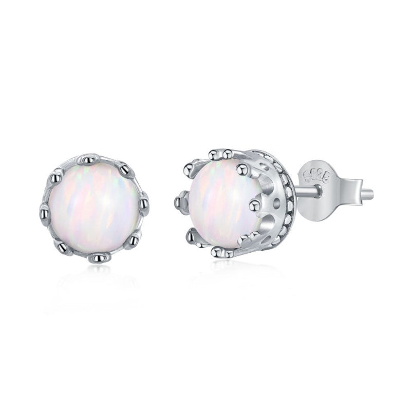 Delicate White Opal Orb Studs

