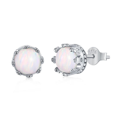 Delicate White Opal Orb Studs

