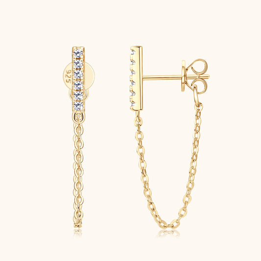 925 Sterling Silver Moissanite Linear Drop Earrings

