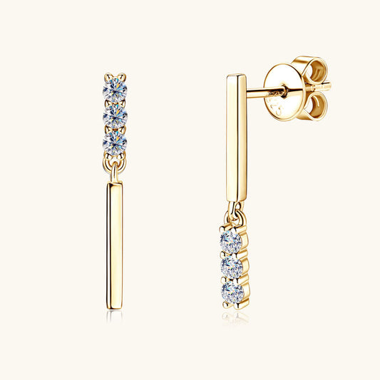 Multi-Stone Moissanite Dangling Bar Studs

