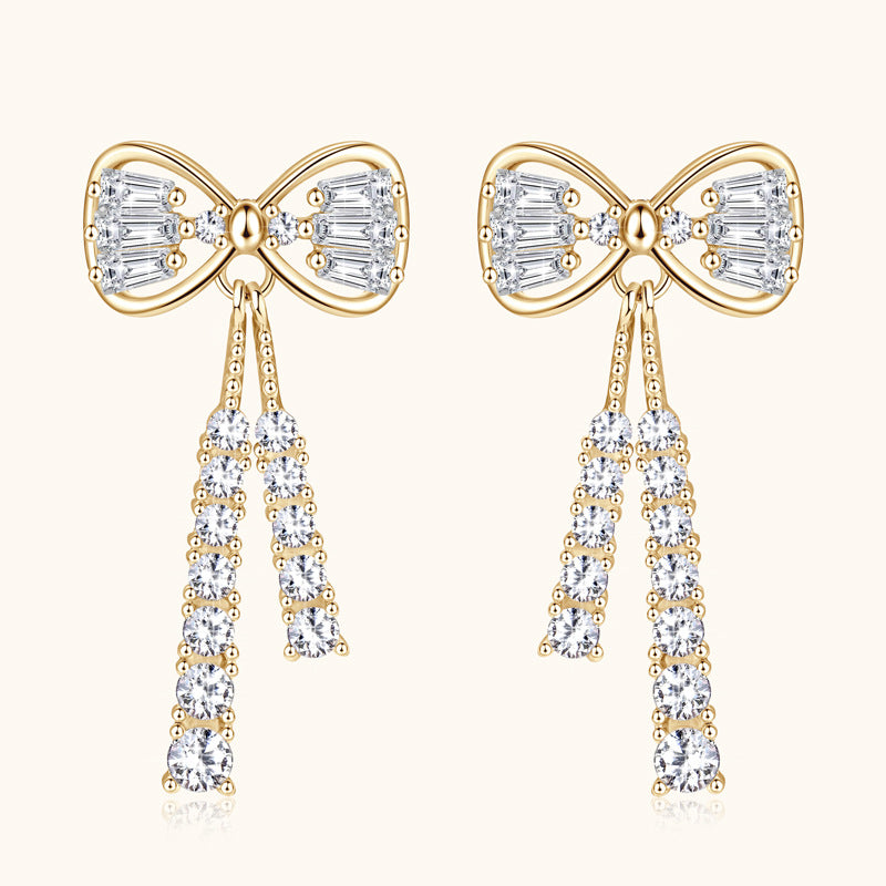 925 Sterling Silver Moissanite Bow Studs

