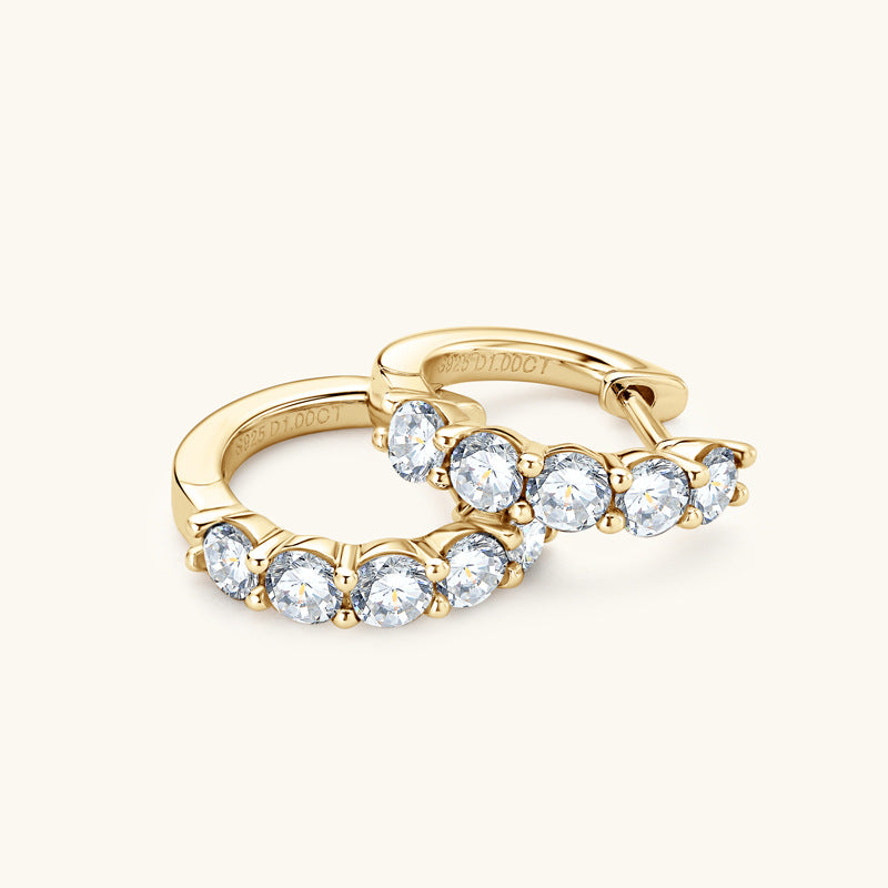 925 Sterling Silver Moissanite Accent Hoops

