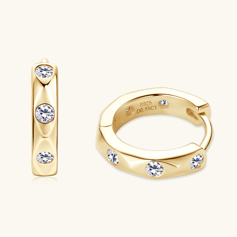 Sparkling Moissanite Huggie Hoops