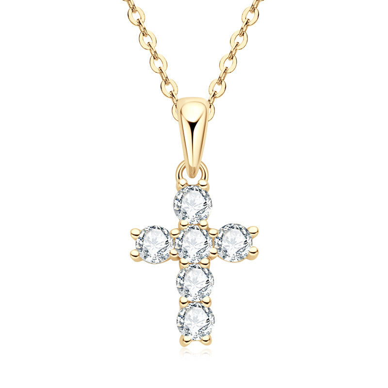 925 Sterling Silver Cross Pendant with Moissanite

